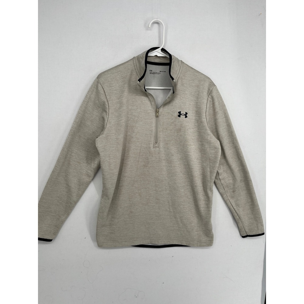 Under Armour Mens Quarter Zip Pullover Loose Fit Heather Tan Tan Size Small